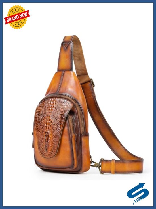 Handbags - Genuine Leather Crocodile Flap Crossbody Sling Bag